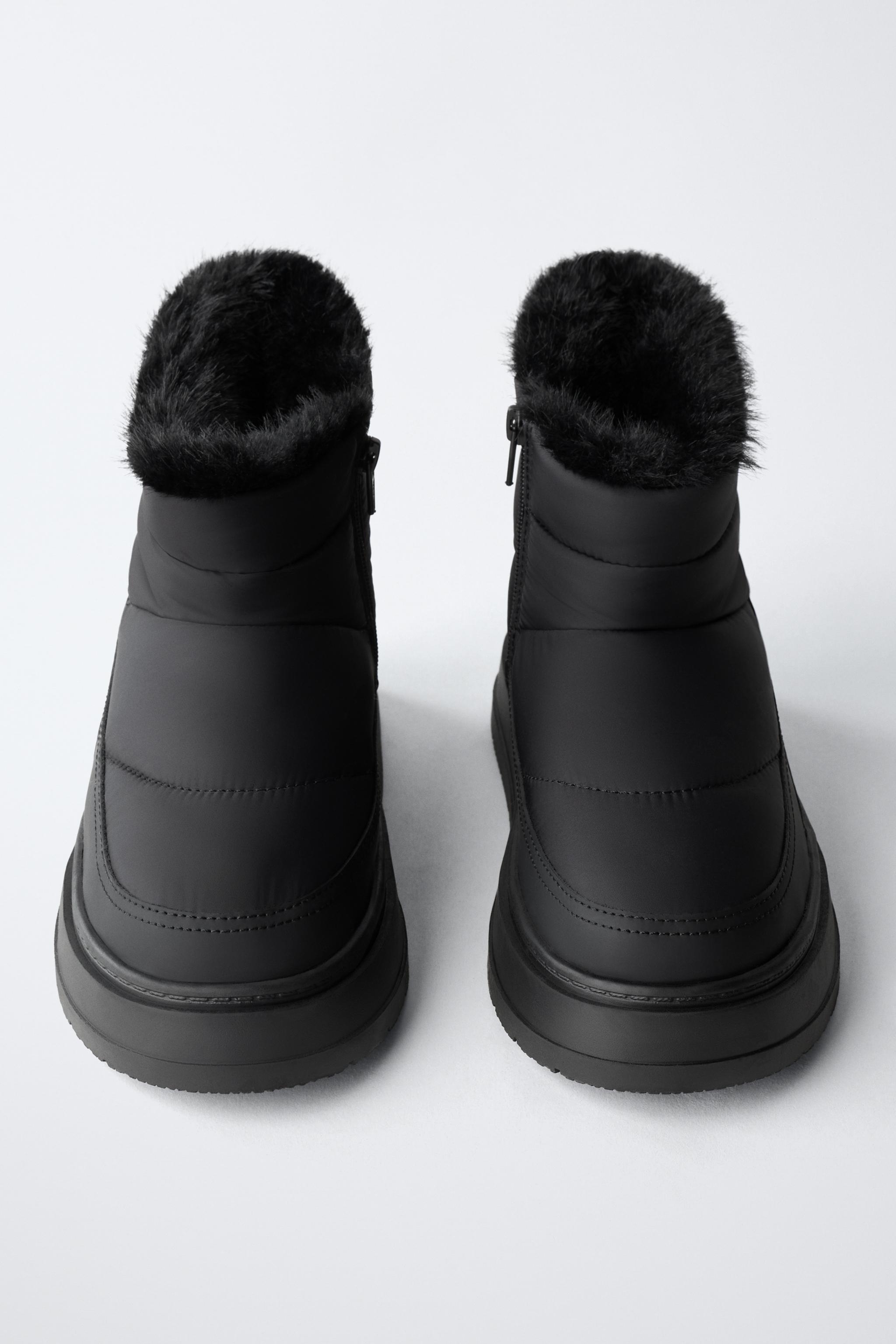 QUILTED FAUX FUR ANKLE BOOTS